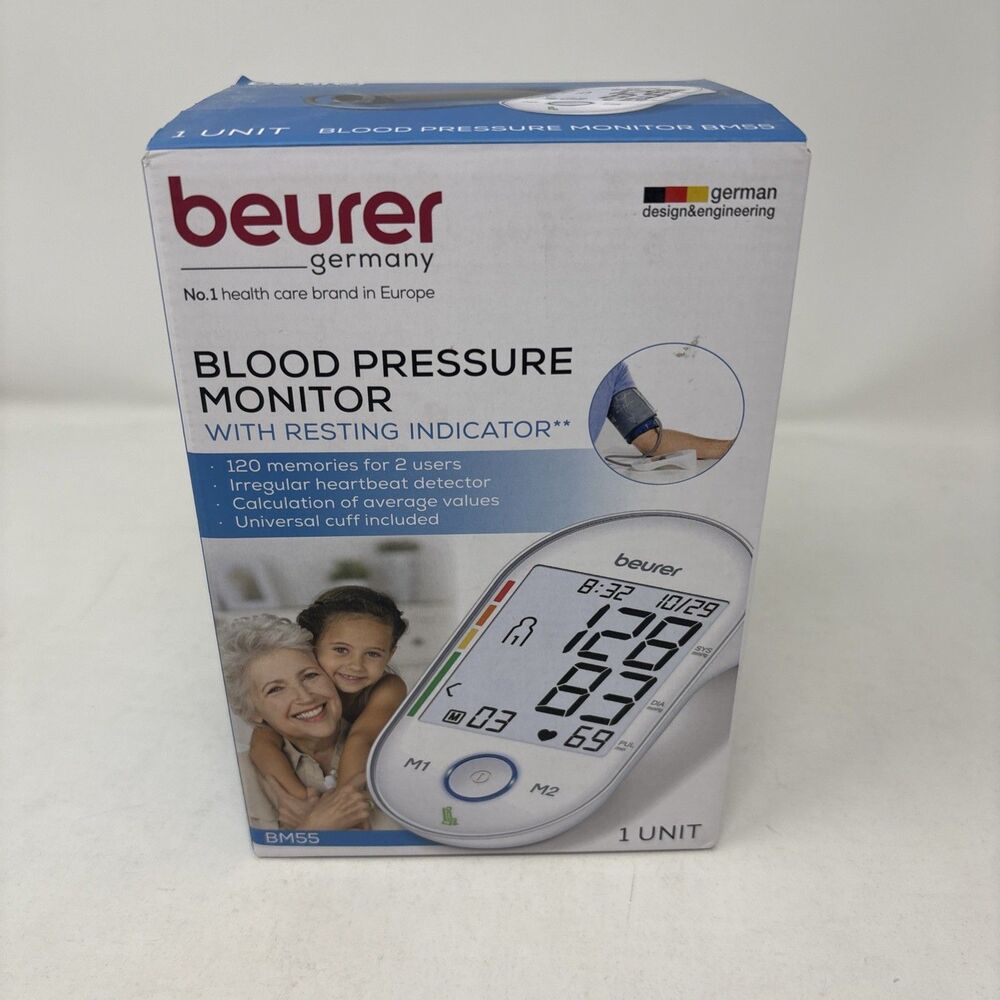 Beurer BM55 Upper Arm Blood Pressure Monitor Resting Indicator New